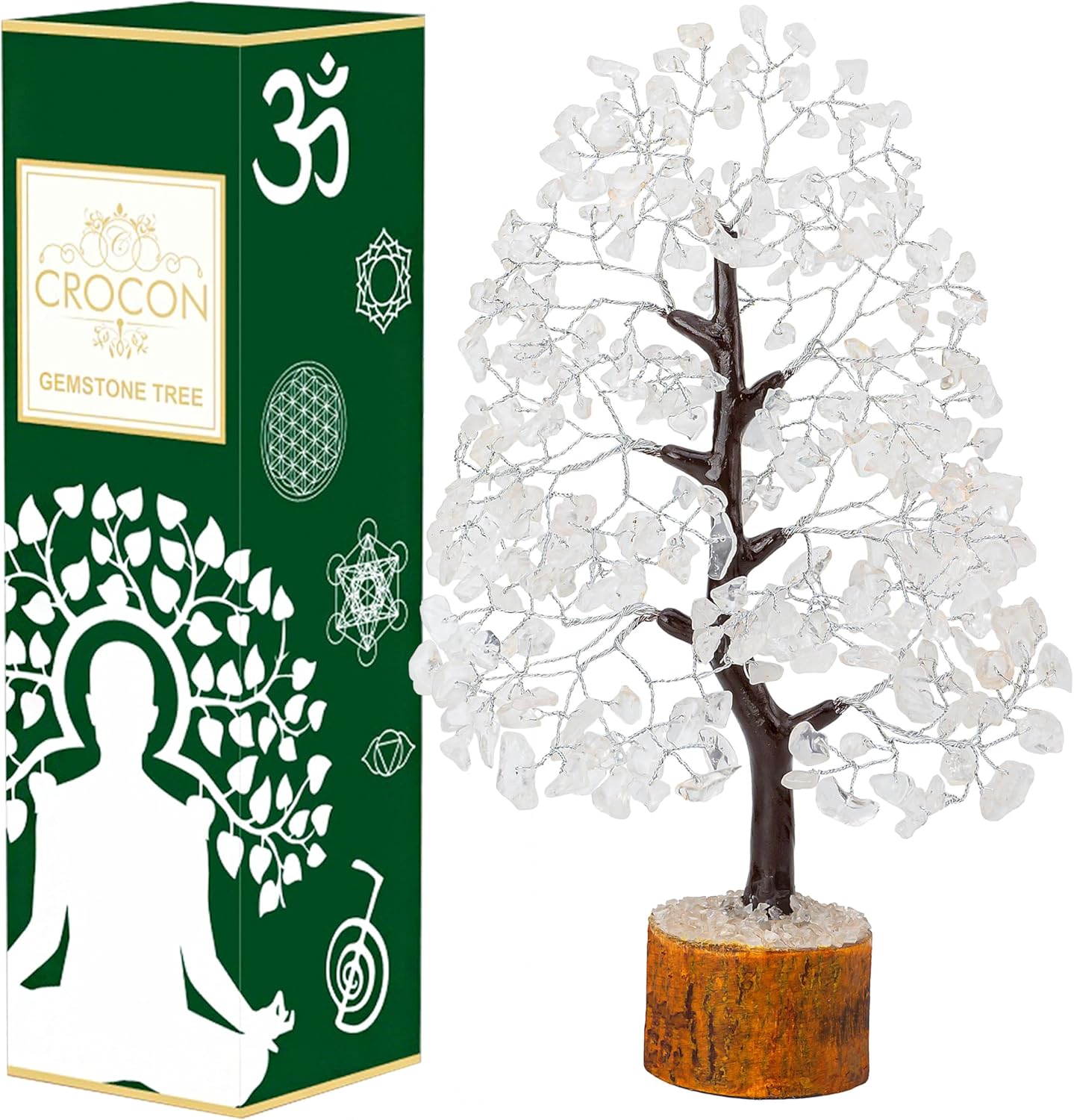 Clear Quartz Gemstone Tree of Life - Handmade Crystal for Positive Energy, Chakra Money Tree Bonsai - Feng Shui Decor, Healing Crystals - Attract Good Luck, Meditation Accessories, Spiritual Gift