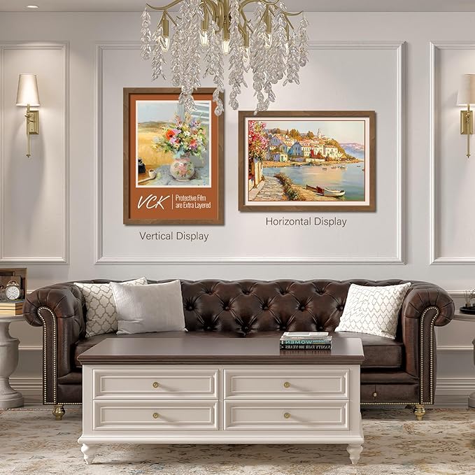 VCK 20x28 Poster Frame 3 Pack - Brown Walnut, Exclusive Natural Wood Grain Solid Wood Picture Frame, Wall Hanging