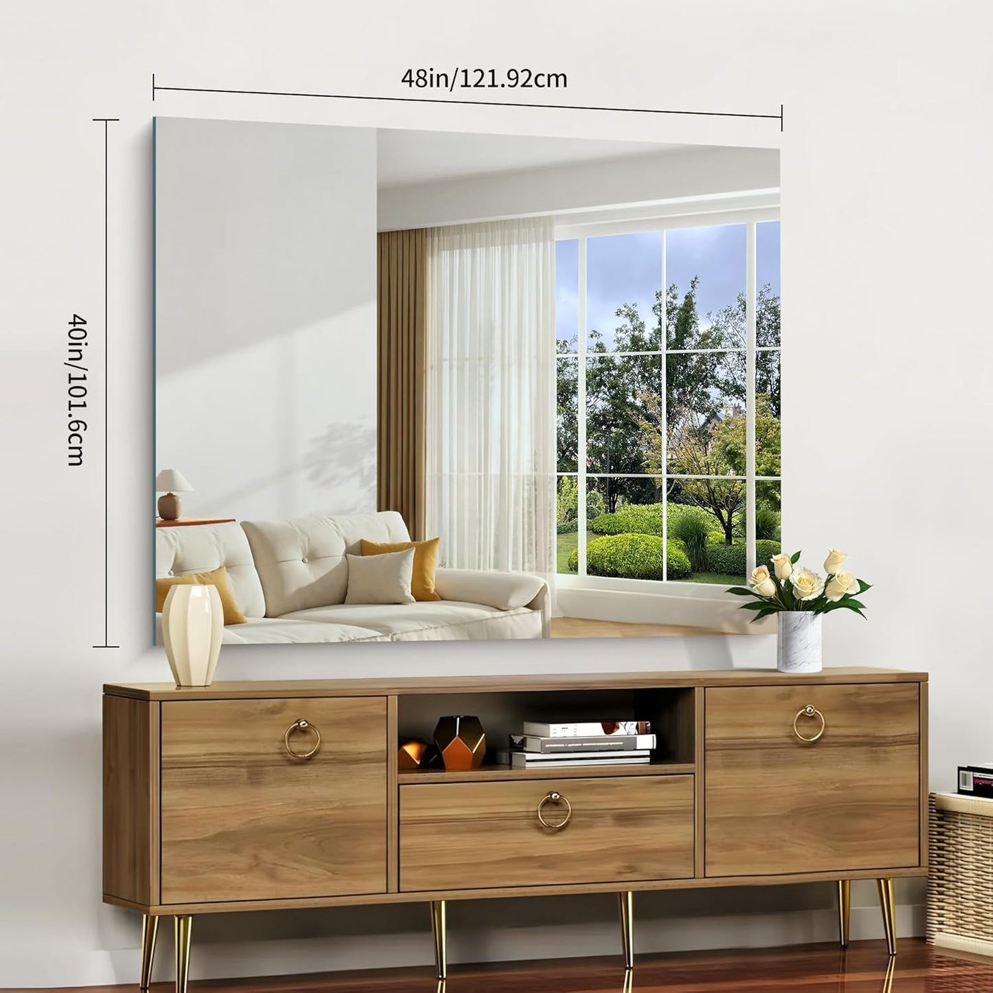 Frameless Mirror, 40x48 Inch Large Bathroom Mirrors for Wall Over Sink, Upgraded Shatterproof Vanity Mirror with Polished Edge for Bathroom,Bedroom,Living Room and Entryway