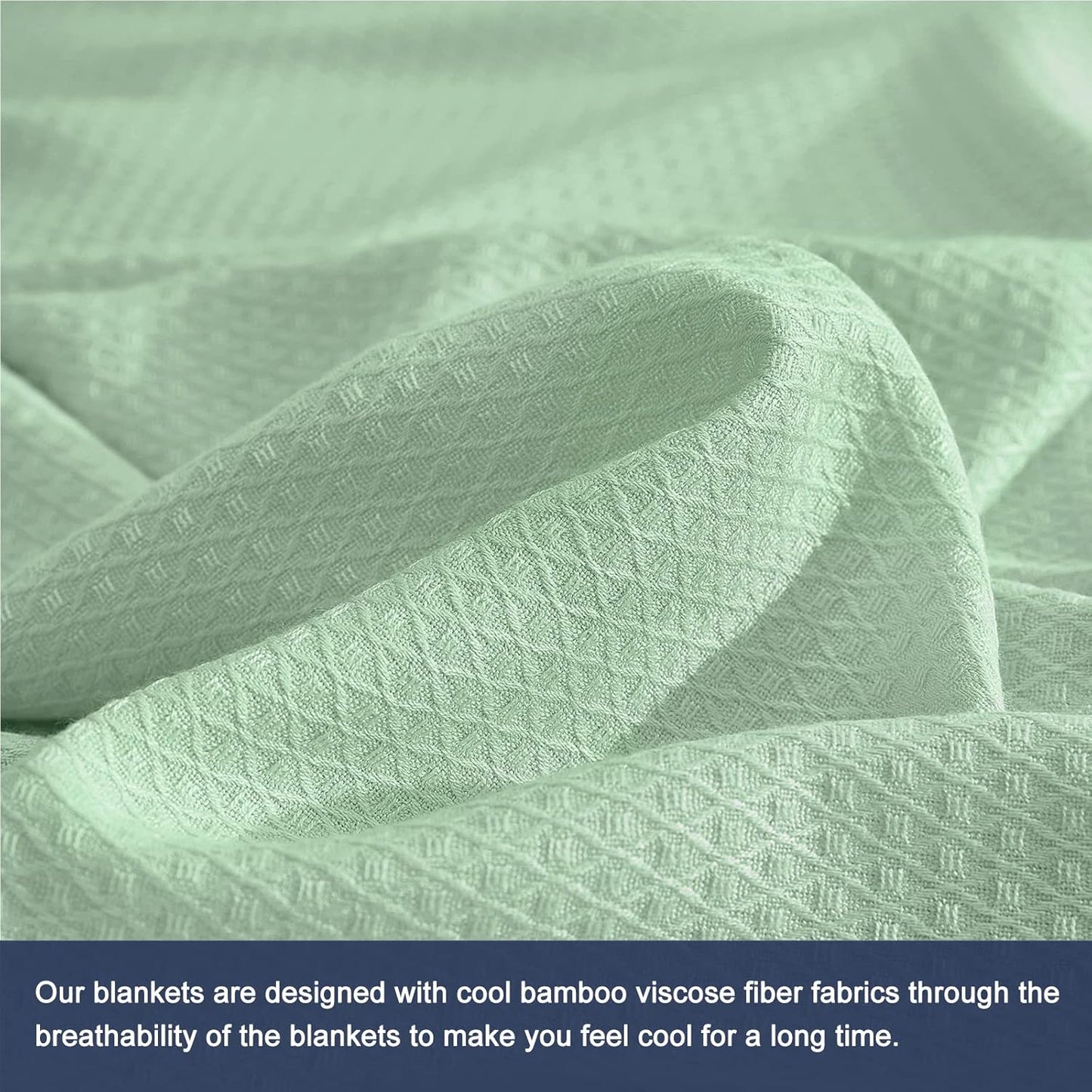 DANGTOP Cooling Blankets for Hot Sleepers, 100% Rayon Absorbs Body Heat to Keep Cool on Warm Night, Ultra-Cool Lightweight Blanket(90x90 inches, Bean Green)