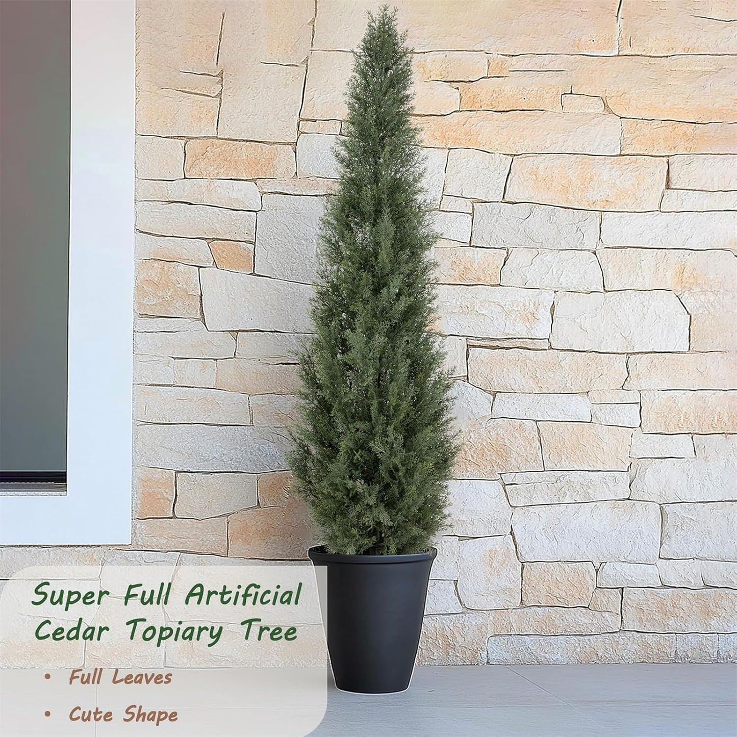 Bellacat 5ft UV Resistant Artificial Topiary Trees Outdoor, 60in Faux Cedar Tree with Full & Realistic Leaves, Fake Cypress Tree for Front Door Proch Patio Deck Balcony Yard Decor