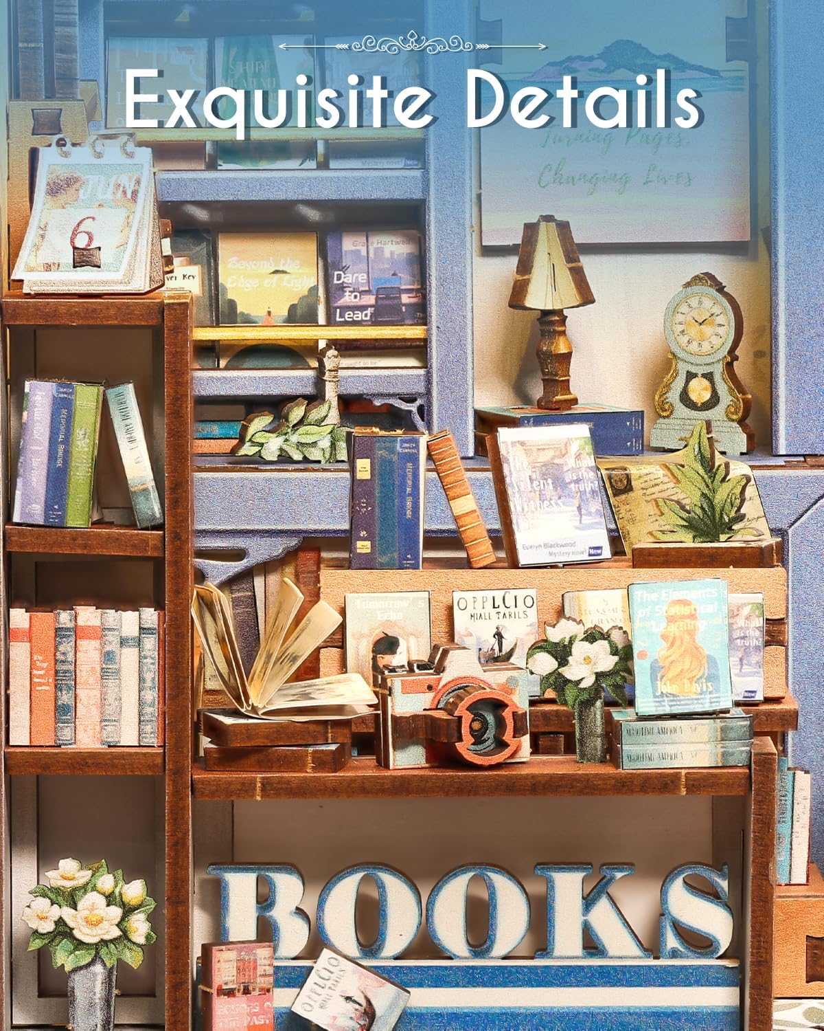 Cutefun Book Nook Kit - DIY Miniature Dollhouse Kit for Adults and Teens, Mini House Building Kit Library with LED Bookshelf Insert Decor Creative Gifts (Literature Bookstore)