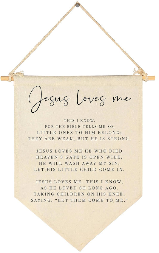 Bible Verse Sign-Scripture Decor-Baby Banner Shower Gift-Sunday Shool Song Decor-Flag Decoration Gifts for Baby Boys Girls Kids-Banner Wall Present for Nursery Infant Room Playroom Bedroom Front Door