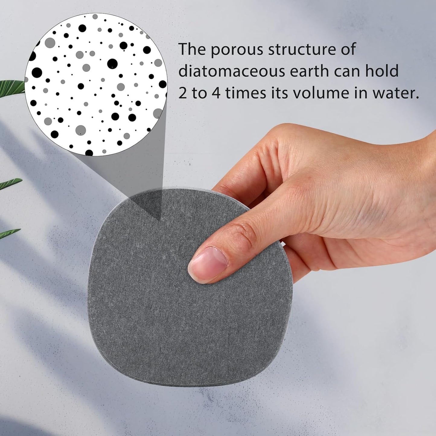 Diatomaceous Earth Coaster ，Set of 6，Unique White Absorbent Coasters for Drinks，Modern Aesthetic Instant Dry Stone Drink Coasters（6,White/Grey）