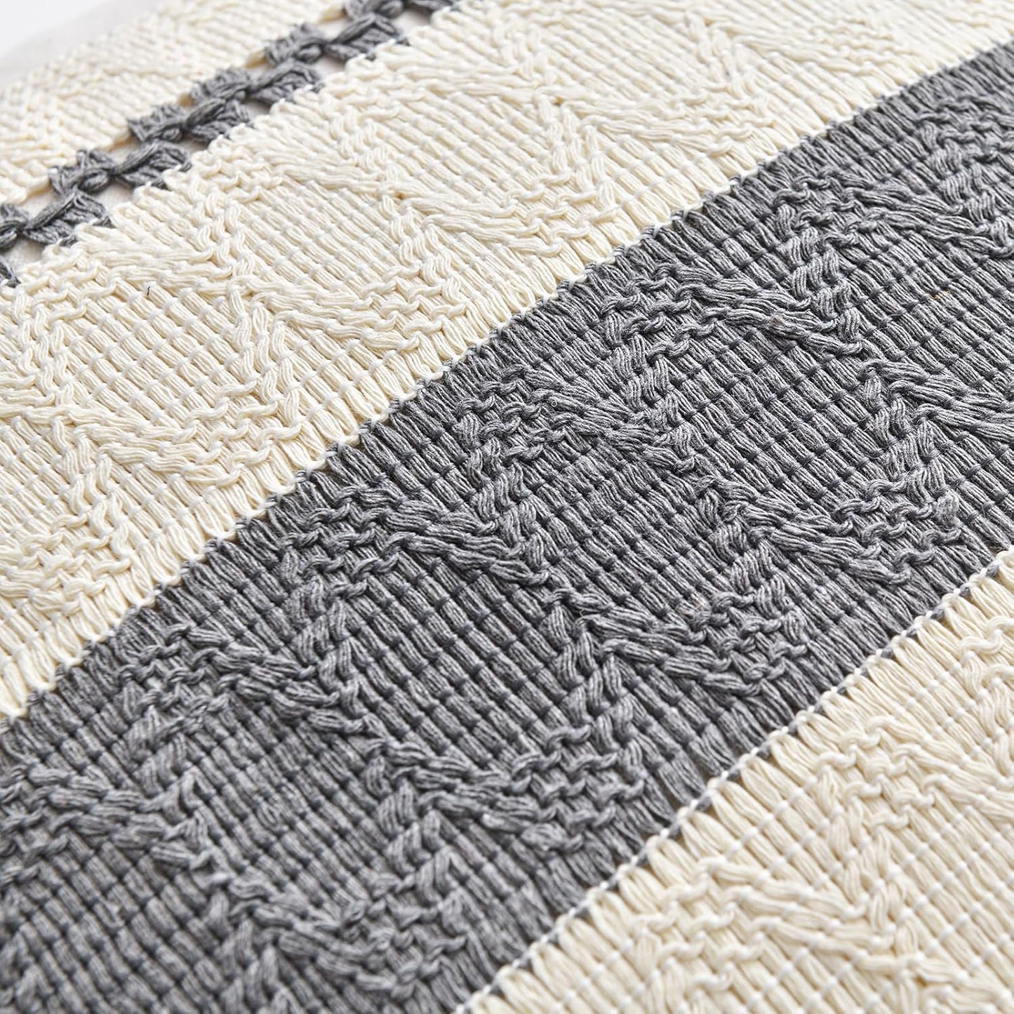 Fancy Homi Set of 2 Neutral Grey Farmhouse Long Lumbar Decorative Throw Pillow Covers 14x24 Inch for Couch Bed Chair, Vintage Country Rustic Retro Room Decor, Soft Thick Cotton Rectangle Cushion Case