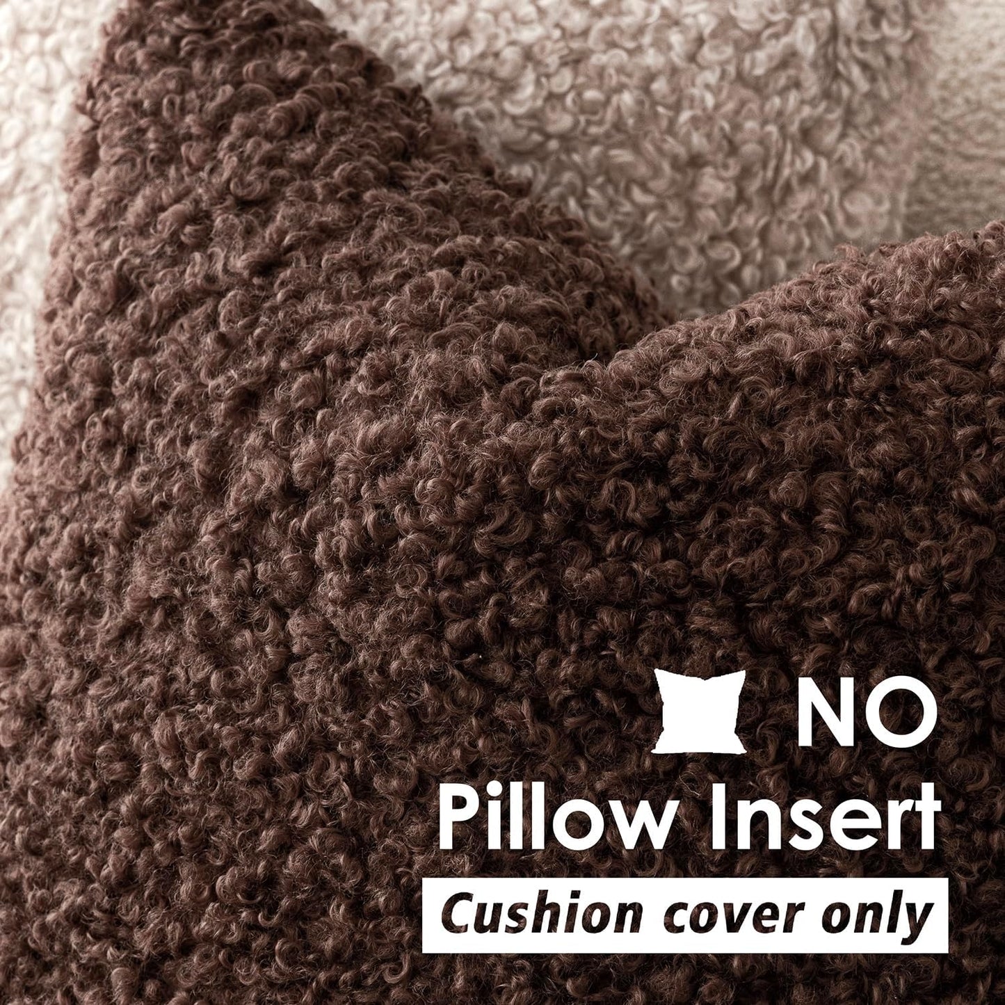 Foindtower 2 Pieces 22x22 Inch Red Brown, Faux Fur Throw Pillow Cover Accent Sherpa Furry Pillow Covers Fuzzy Soft Pillowcases Cozy Sheepskin Decorative Fleece Cushion Case for Bed Couch Living Room