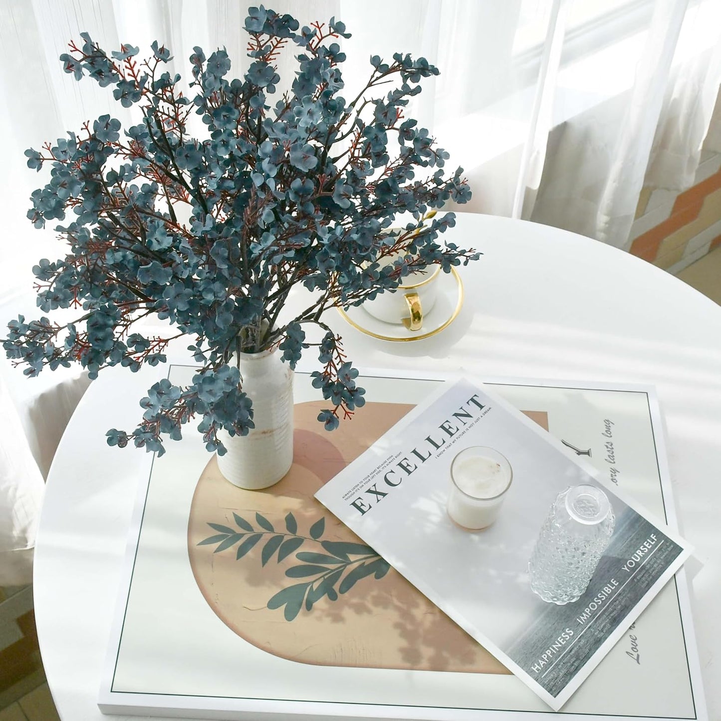 Mandy's Dusty Blue Artificial Baby’s Breath Flowers 6 Bundles Silk Gypsophila with Bendable Stems for Fall Centerpiece Wedding Decor and Table Arrangements