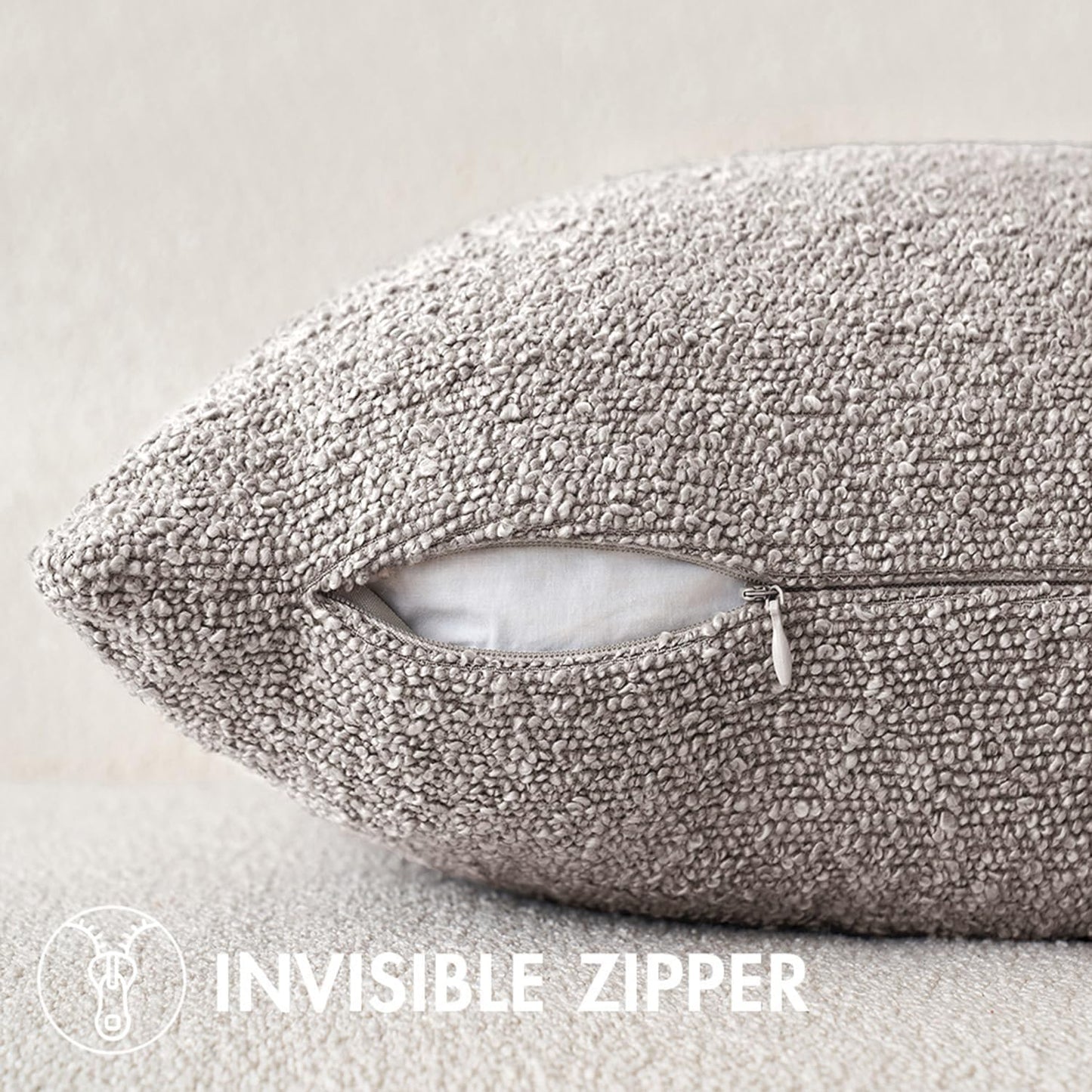 MIULEE 18x18 Inch Decorative Pillow Covers for Couch Bed Set of 2 Textured Boucle Neutral Winter Throw Pillows Cloud Grey Accent Solid Cushion Pillowcases Sofa Livingroom Home Decor