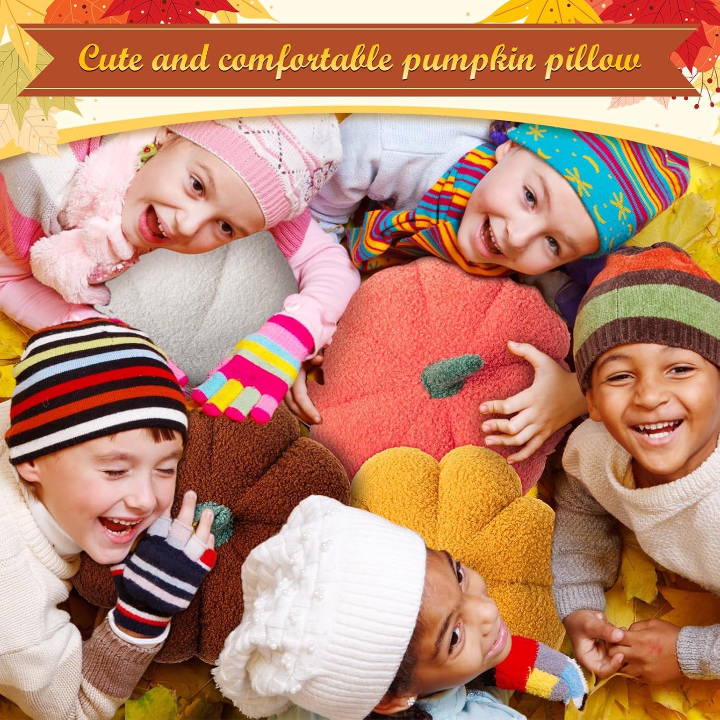 Kajaia 1 Pcs Simulated Pumpkin Pillow Plush 11 x 9.5 Inch 3D Cushion Fall Decorations Stuffed Throw Pillows Toy for Thanksgiving Christmas Halloween Bedroom Sofa Couch Supplies (Brown)