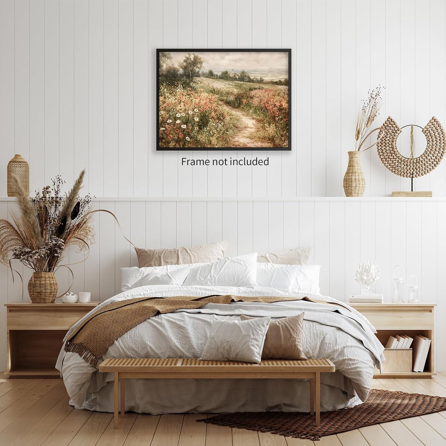 Haitunone Landscape Wildflower Wall Art Nature Botanical Floral Posters Retro Cottagecore Plant Paintings Canvas Prints for Farmhouse Living Room Wall Decor 08x10 inch Unframed