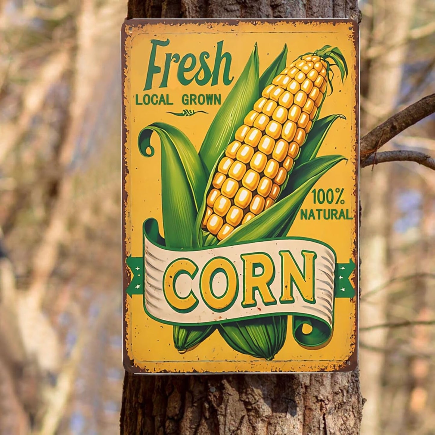 Corn Vegetable Garden Metal Tin Sign, Retro Iron Fresh Corn Sign, Suitable for Hamburgers, Fast Food, Bakeries, Cafes, Restaurants, Convenience Stores, Shops,Home,Supermarket Decor