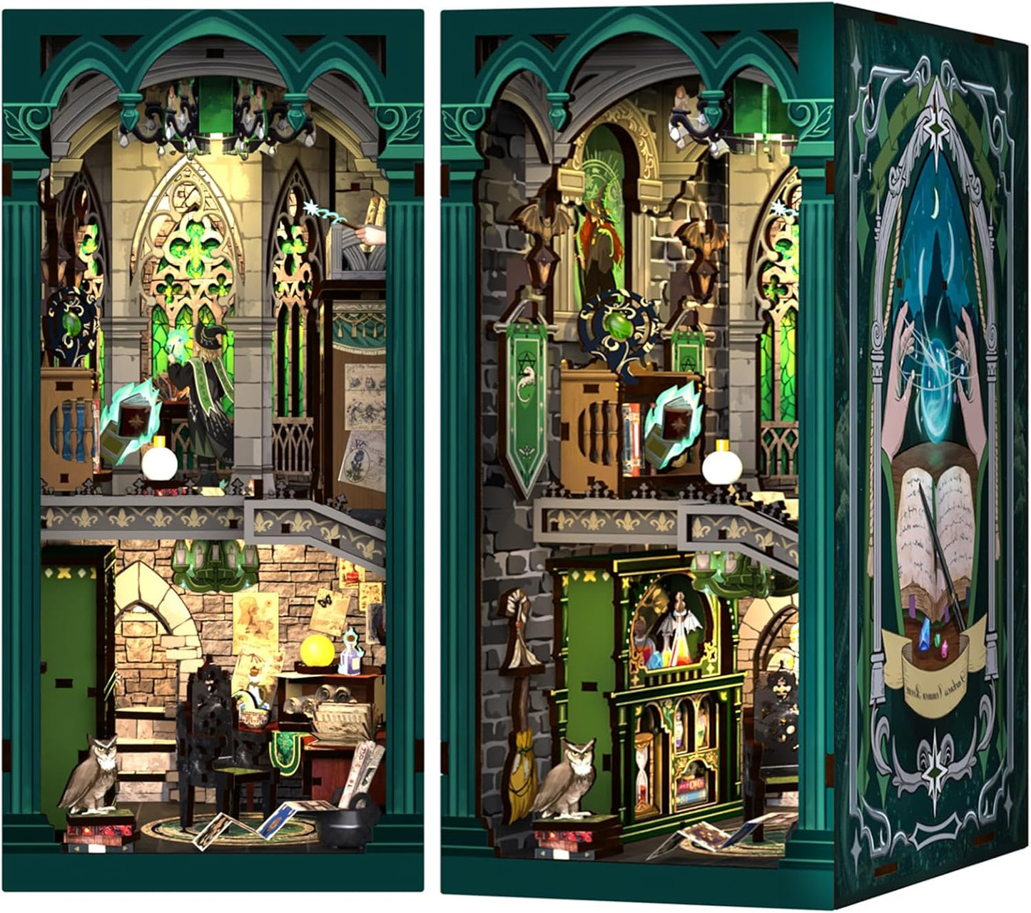 Cutefun Book Nook Kit - DIY Miniature Dollhouse Kit 3D Wooden Puzzle for Adults, Teens, Crafts Gifts for Bookshelf Decor (Darkness Common Room)