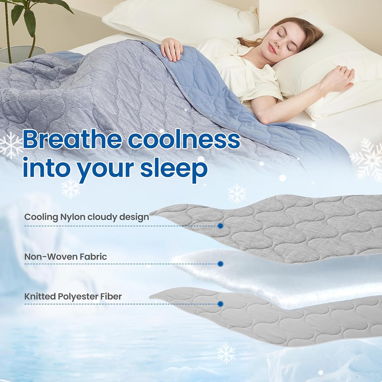 Cozy Bliss Cooling Dual-Sided Blanket for Hot Sleepers, Q-Max>0.46 Lightweight Soft Breathable All Seasons Double Side Cooling Throw for Night Sweats (Denim Blue, 40"x60")