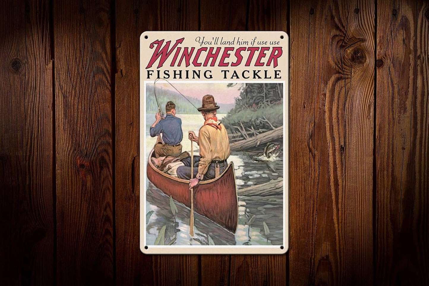 KENSILO Bar Vintage Retro Metal Tin Sign Winchester Fish and Tackle Hunting Fishing Home Wall Decor 8 x 12 inches