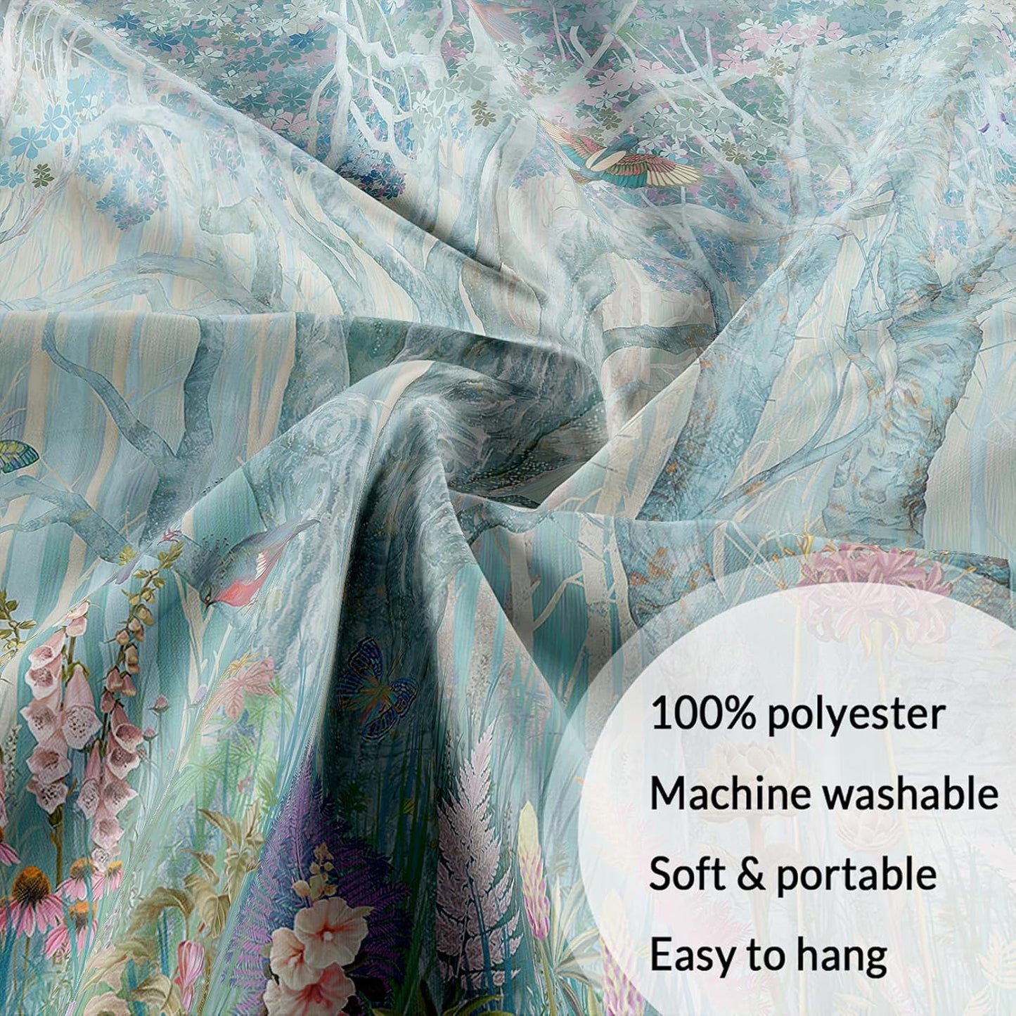 DYNH Enchanted Forest Tapestry,Fairytale Woodland Vertical Wall Hanging,Jungle with Tree Bird Flowers Plant Aesthetic for Bedroom Decor Art Tapestries Poster Blanket,70X90IN