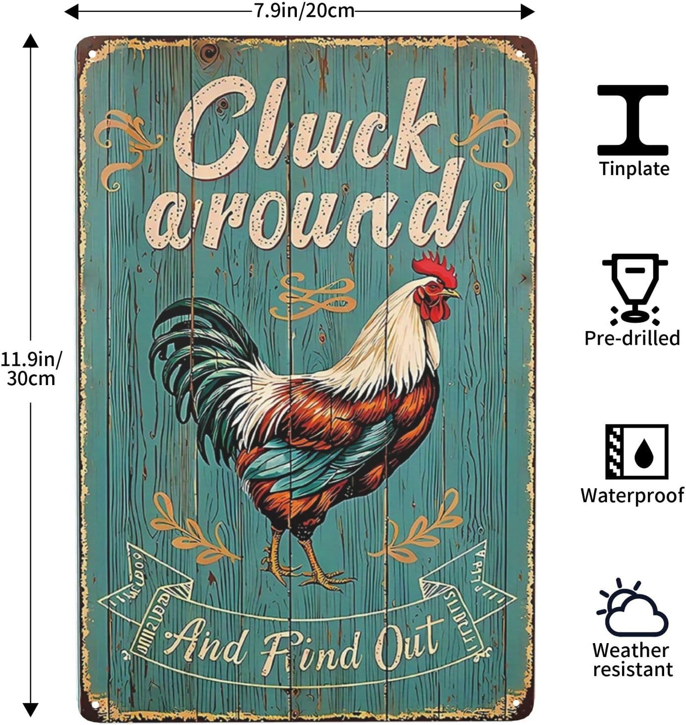 Funny Chicken Cluck Around And Find Out Funny Chicken Sign Farm Chicken Coop For Kicthen Garden Decor Vintage Metal Tin Sign Wall Plaque For Yard Outdoor Decor 12x8 Inch