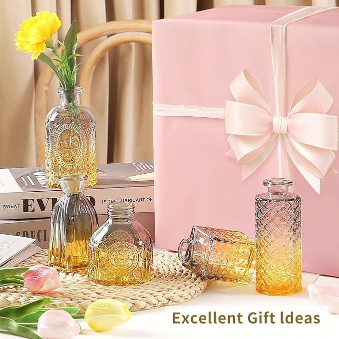 Glass Bud Vases in Bulk Set of 30 Pcs,Small Glass Vases for Flowers as Wedding Centerpieces for Tables,Clear Flower Vases Suitble for Wedding Decorations,Home Decor (Blue Yellow, 30 pcs)