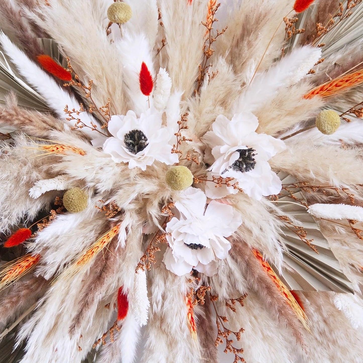 Elegant Boho Wedding Arch Decor - Natural Pampas Grass & Eucalyptus Dried Flower Arrangement for Valentine's Day, Rustic Farmhouse Weddings & Special Occasions