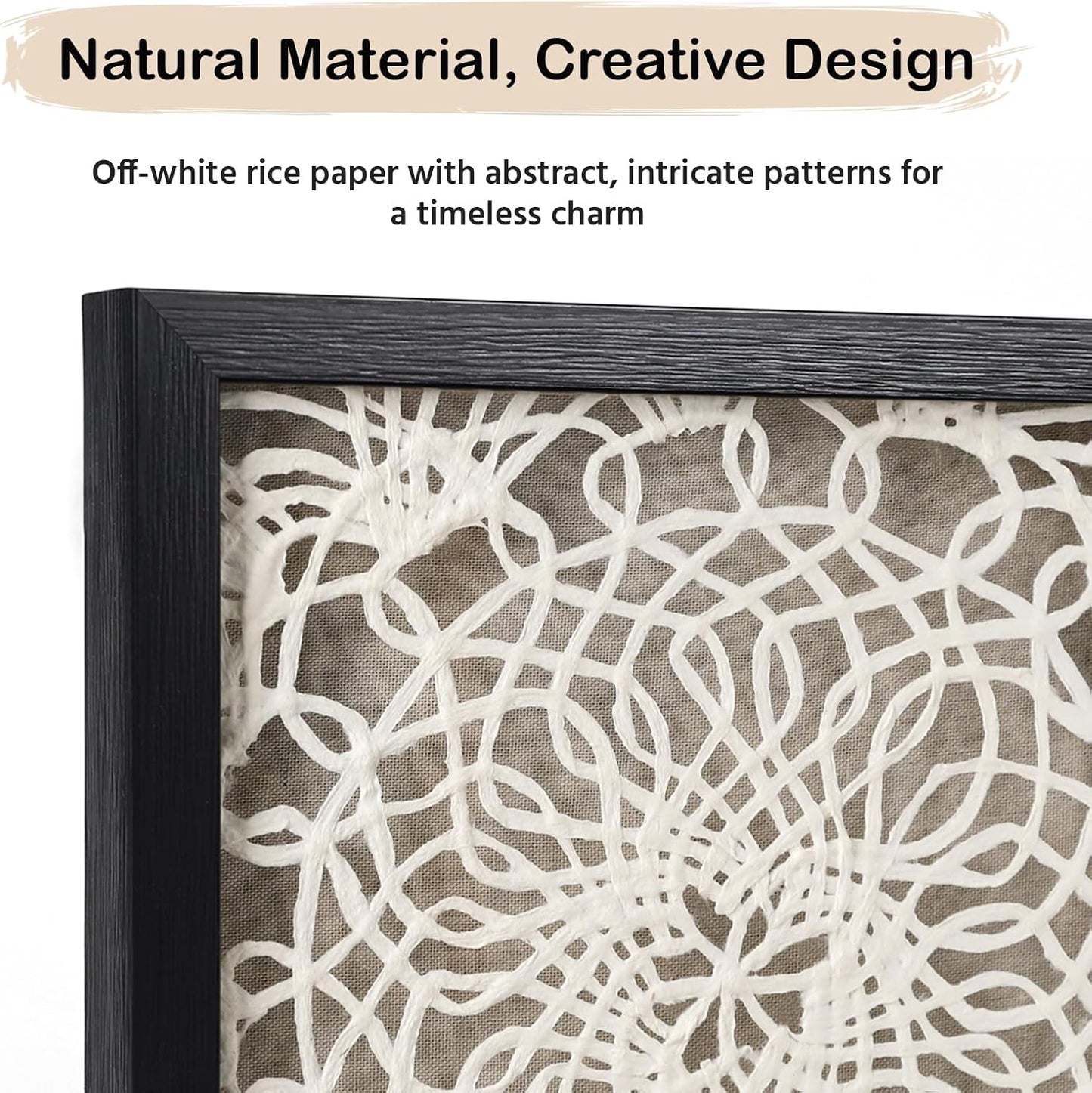 FOLKOR Black and White Framed Wall Art for Living Room, 12" Boho Home Decor Abstract Mandala Artwork, Handmade Rice Paper Shadow Box Art Accent for Housewarming Wedding Gift