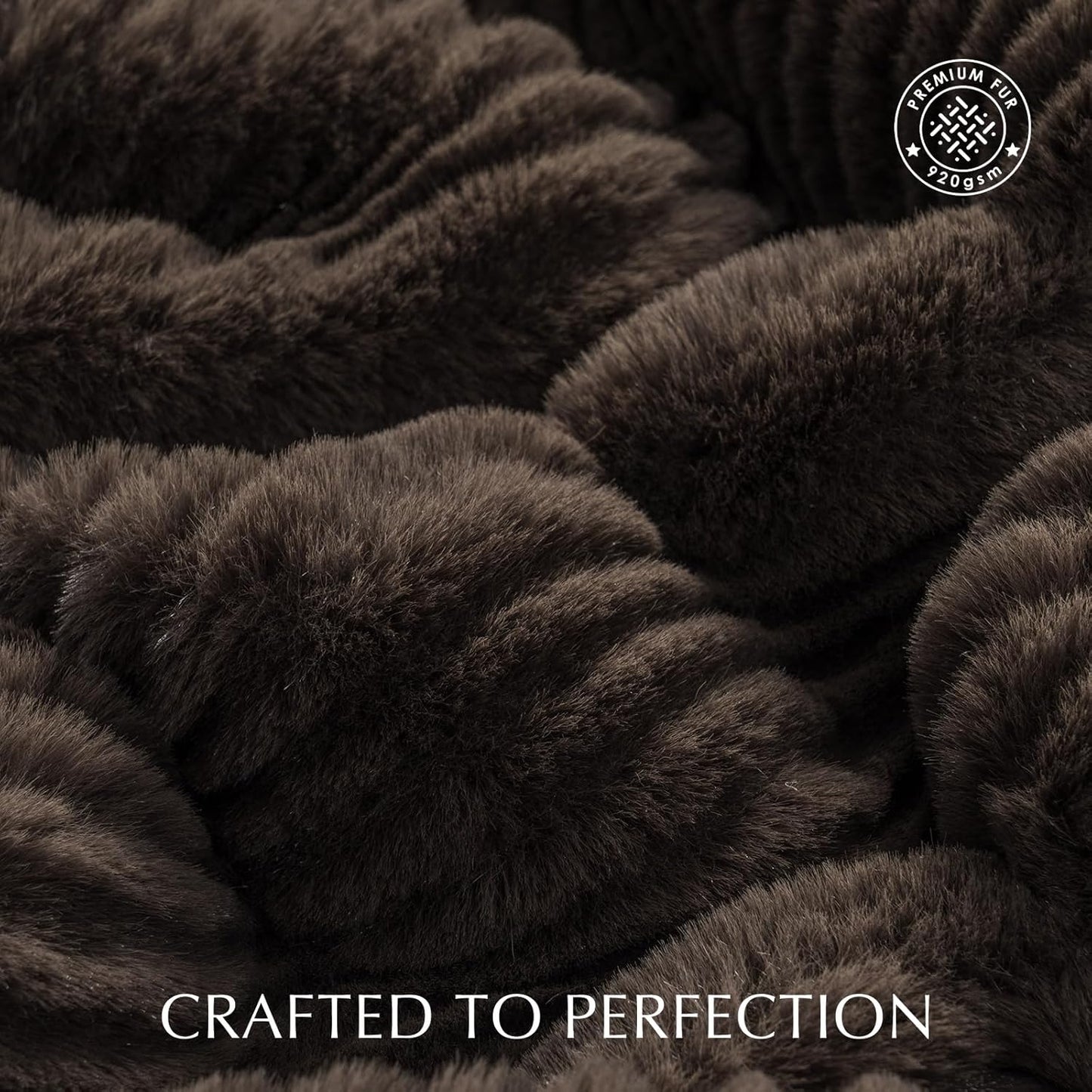 EVERGRACEHOME Ultra Soft Faux Fur Throw Blanket for Couch, Luxury Sculpted Texture Faux Rabbit Fur Blanket for Bed, Fluffy Thick Plush Warm Fuzzy Throw, 920GSM (Dark Brown, 60''x80'')