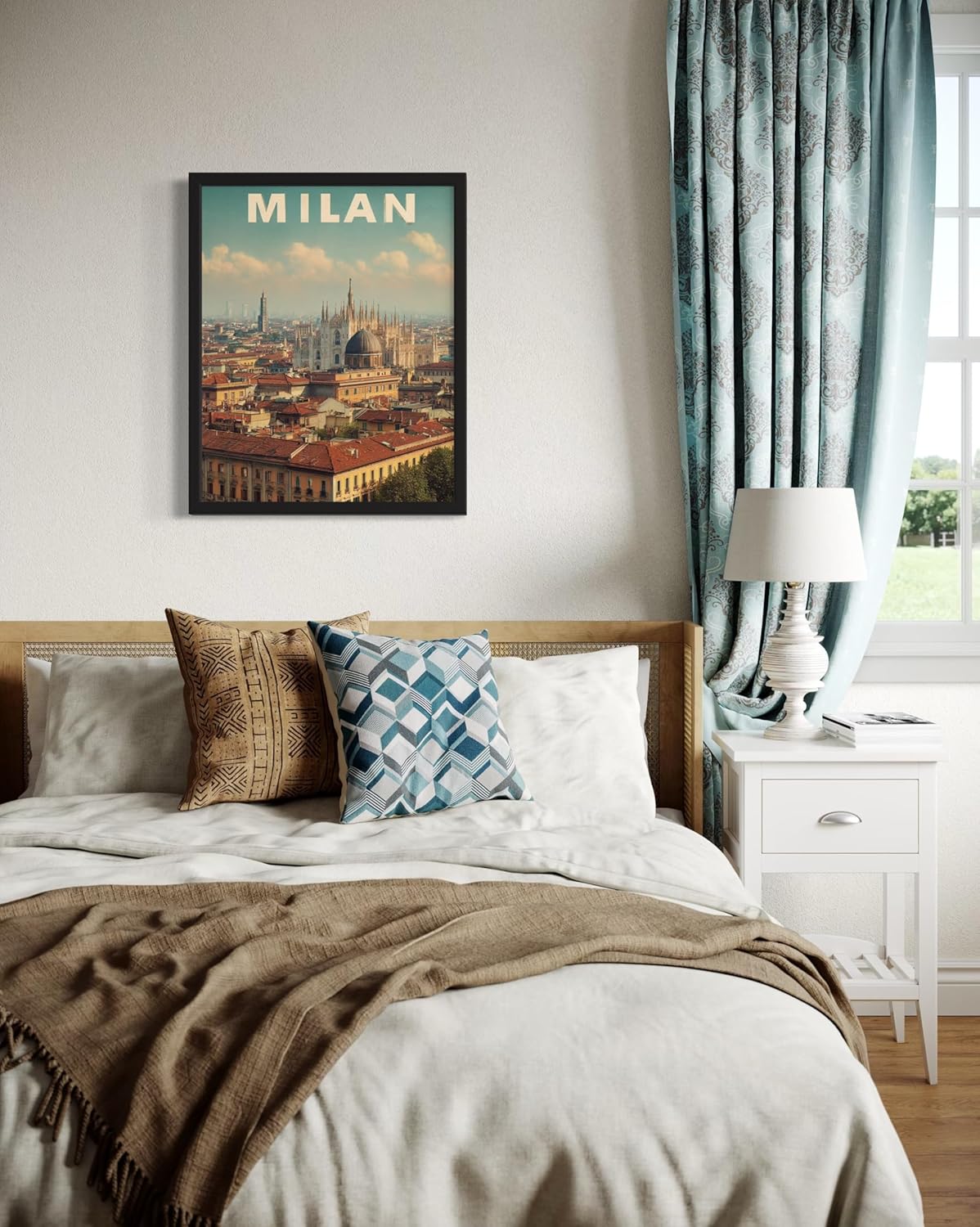 Milan, Italy Art Print Poster, Europe Vintage City Retro Photography Skyline Travel Bedroom Bathroom Living Room Decor 183 (Milan, Italy, 11 x 14 inches, Unframed)