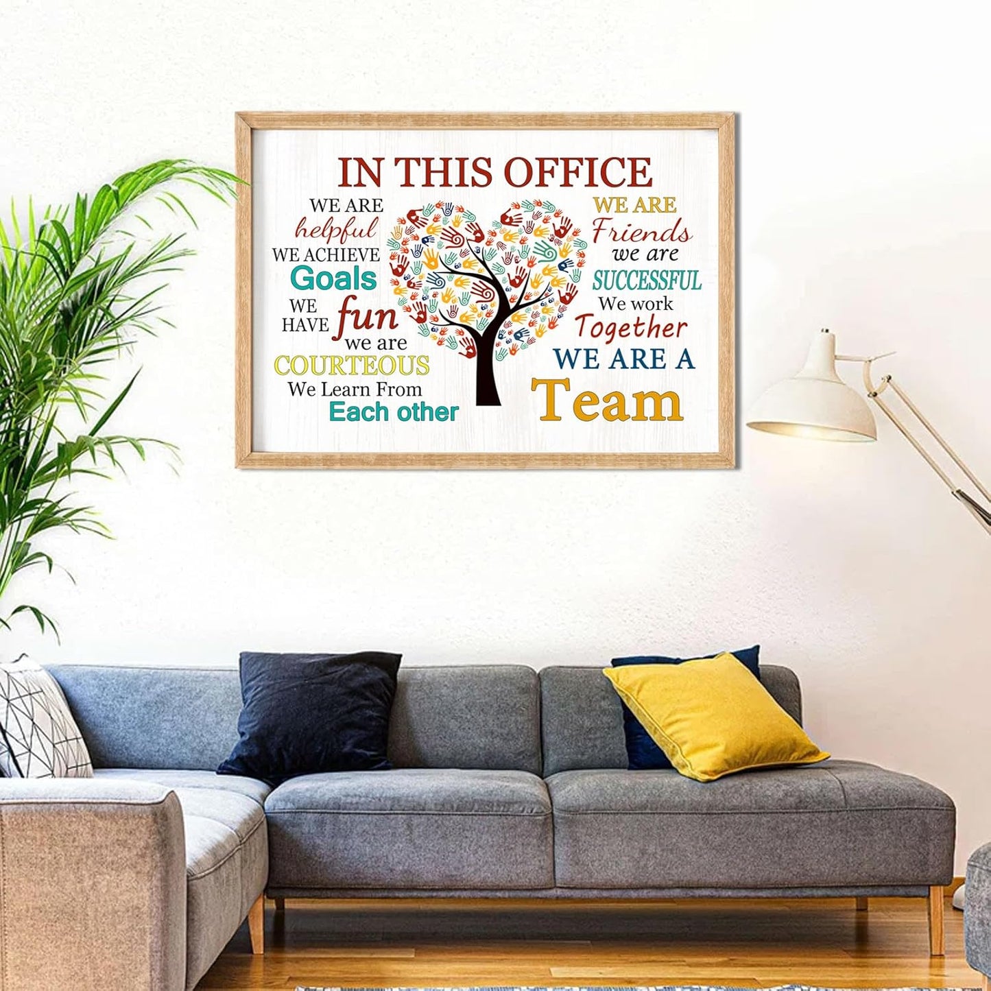 In This Office We Are A Team Wall Decor 24x18 Inch Frame Office Inspirational Wall Art, Motivational Teamwork Wooden Hanging Sign