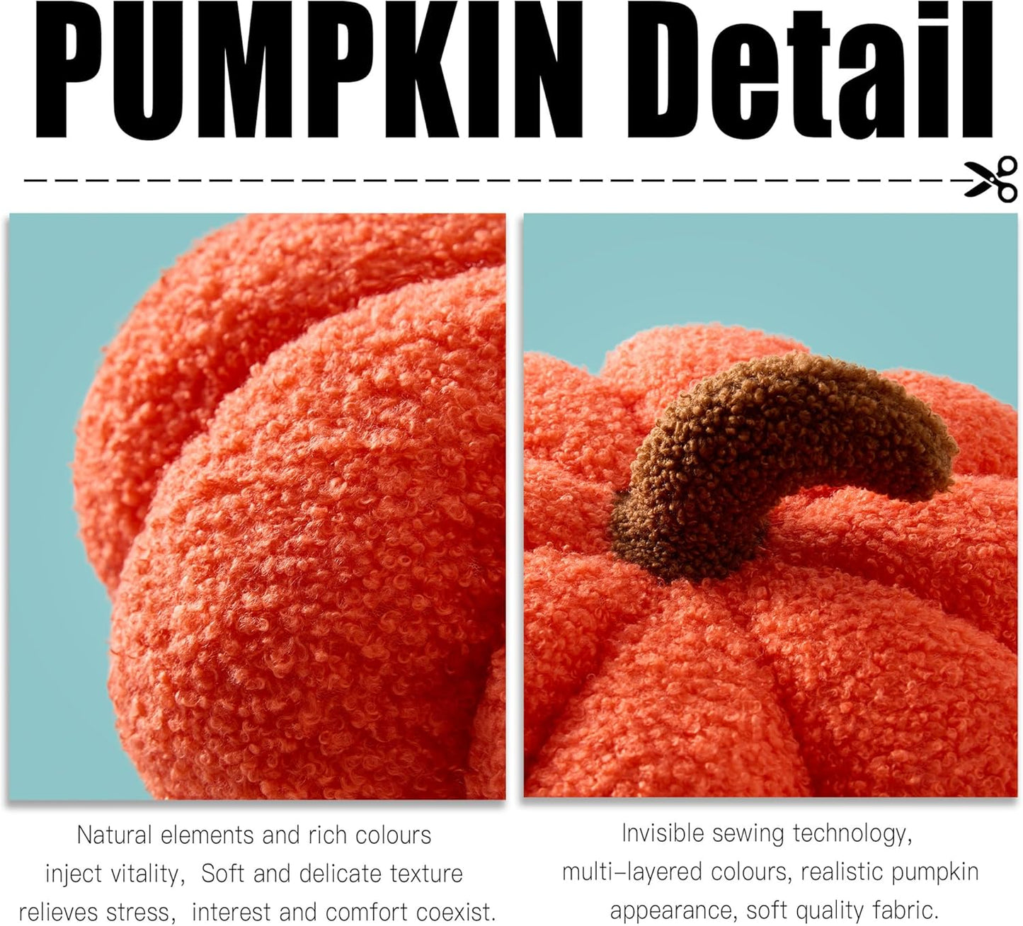 GIGIZAZA Halloween Throw Pillows Pack of 2,Cute Pumpkin Fluffy Throw Pillows Decorative Fall Thanksgiving Aesthetic Pillows Gifts Plush Pumpkin Room Decor Cushions Pillow 12&14 Inches