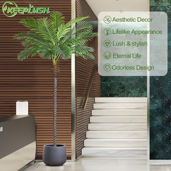 10ft Tall Artificial Phoenix Palm Tree for Outdoor Indoor Decor, Large Faux Coconut Silk Palm Tree Tropical Fake Tree Perfect for Outside Patio Poolside Home Office Decor (Set of 2)