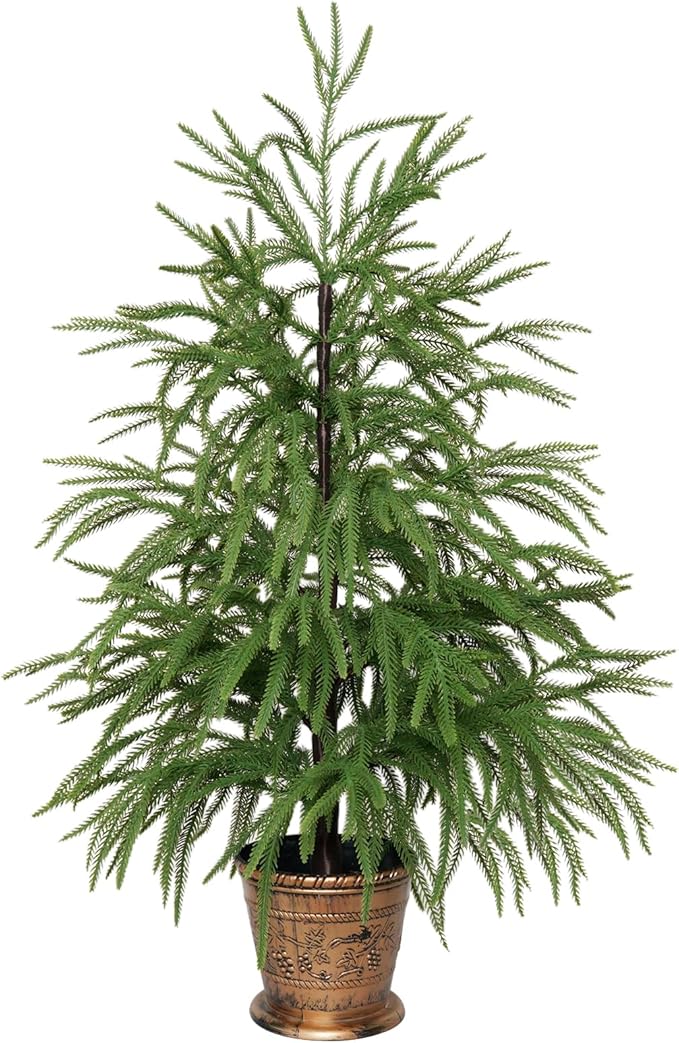 XmasExp 3ft Norfolk Pine Tree Artificial Faux Potted Christmas Tree for Front Porch Indoor Outdoor Decor