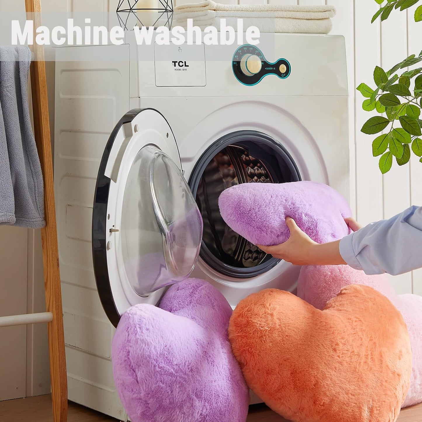 EastTree Heart Shaped Pillow, Purple Ultra Soft Extra-Large Fluffy Love Throw, Women Girls Living Room Decor Gift 15x18 Inch