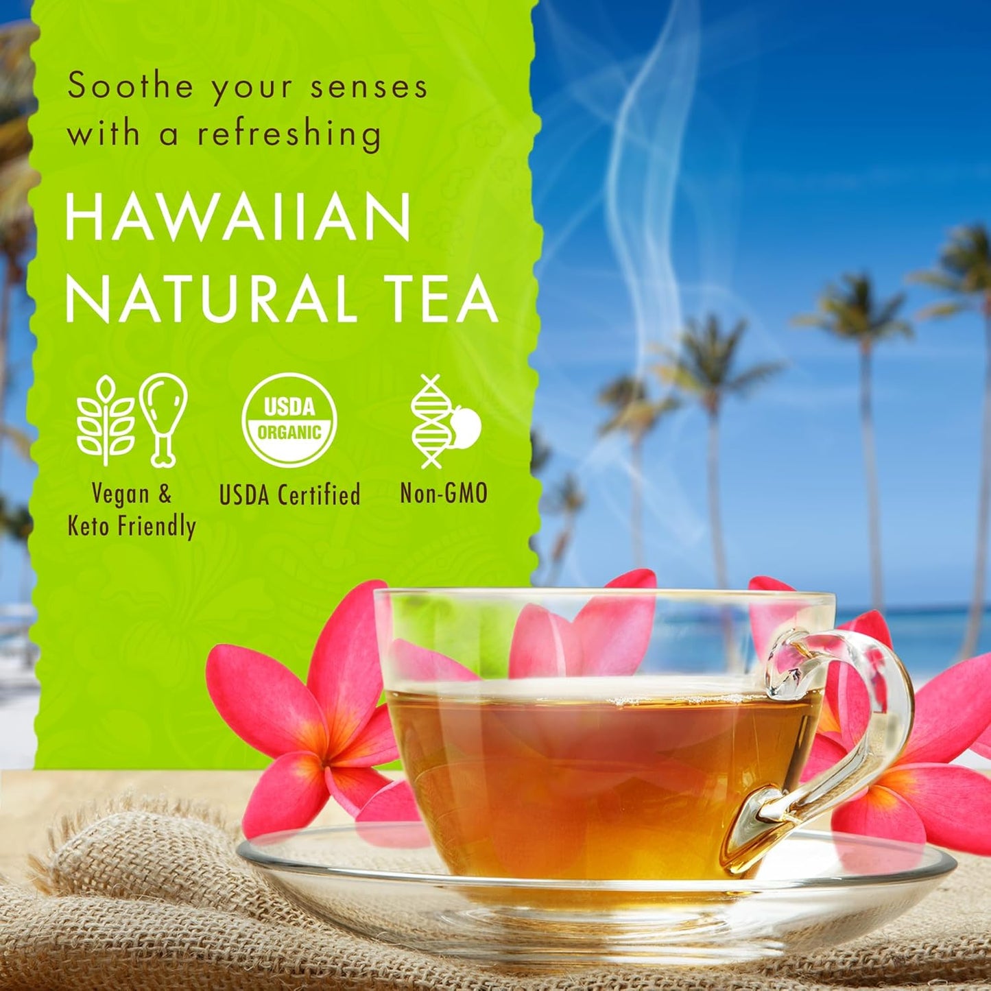 Hawaiian Natural Tea Passion Fruit Orange Flavored Organic Tea - Tropical Fruit Green Tea Blend with Black Tea - Perfect Daily Cup & Gift for Tea Lovers - 120 Tea Bags