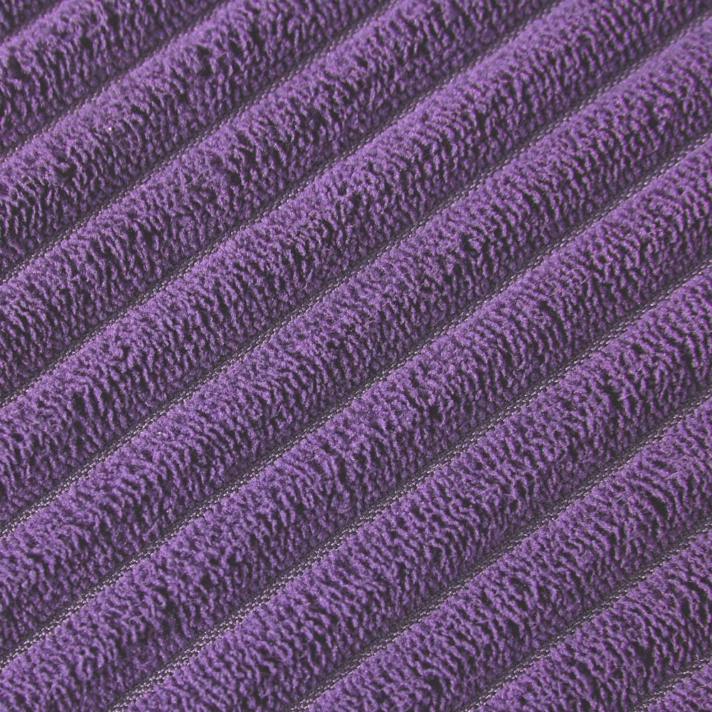 Fancy Homi Pack of 2 Boho Lumbar Decorative Throw Pillow Covers with Pom-poms, Soft Corduroy Solid Rectangle Cushion Cases Set for Living Room Couch Sofa Bedroom Car (12x20 Inch/30x50 cm, Purple)