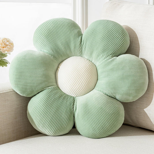 Flower Shaped Throw Pillow - Six Petal 15.75" Green Plush Throw Pillow for Floor Seating