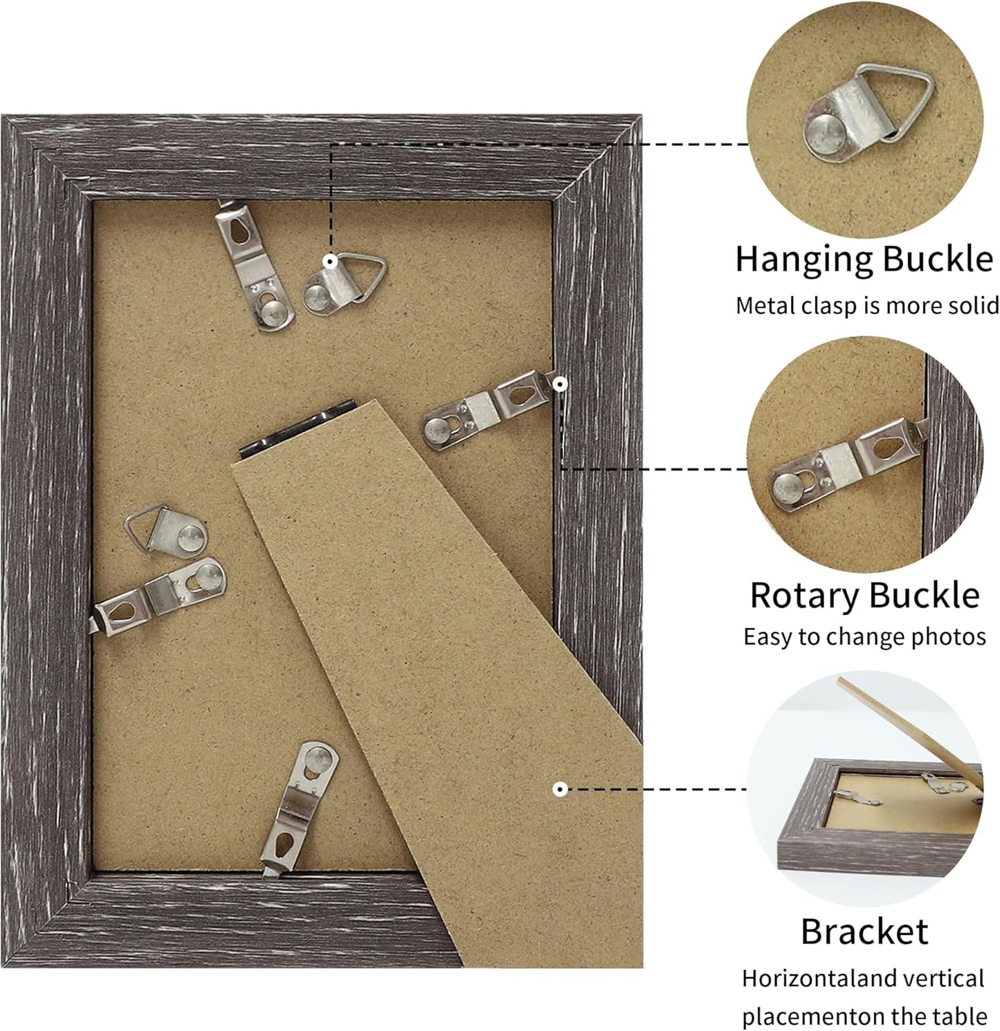 iRahmen 4x6 Picture Frame Set of 2 with HD Glass, Display Pictures 3.5x5 with Mat or 4x6 Without Mat, Rustic Wood Photo Frames for Wall Mount or Tabletop Display