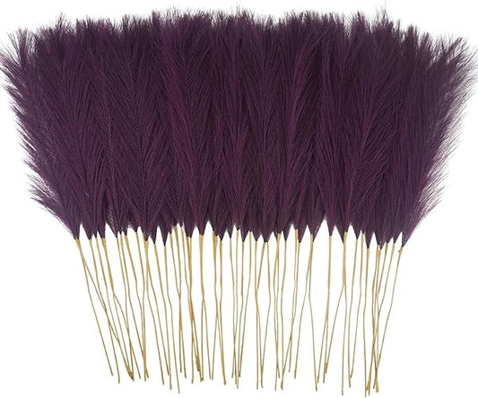 50pcs Pink Faux Pampas Grass Decor, 21.6" Short Artificial Pompous Grass Floral Fake Pompas Grass Branches Vase Filler Flower Arrangement for Home Wedding Boho Decor