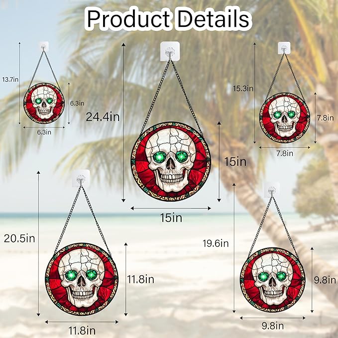 Stained Glass Window Hanging - Halloween Decorations Vampire Skeleton Suncatcher for Doors Garden Indoor Spooky Funny Sun Catchers Gothic Decor Horror Gifts for Women Men Friend 11.8 in