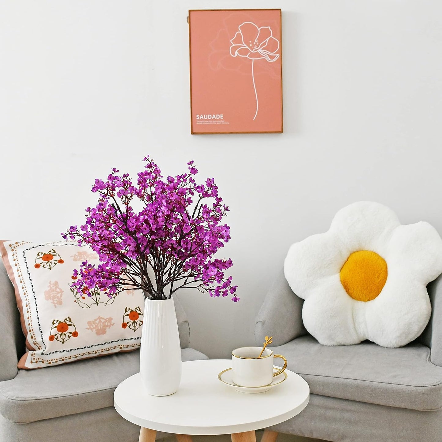 Mandy's Purple Artificial Baby’s Breath Flowers 6 Bundles Silk Gypsophila with Bendable Stems for Fall Centerpiece Wedding Decor and Table Arrangements