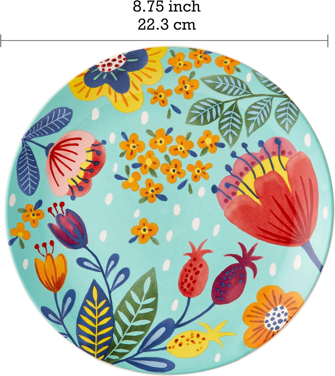 Bico Alice in Dreamland Salad Plates Set of 4, 8.75 Inch Ceramic Dessert Plates for Salad, Appetizer, Side Dishes, Microwave and Dishwasher Safe, Gift for Housewarming and Thanksgiving