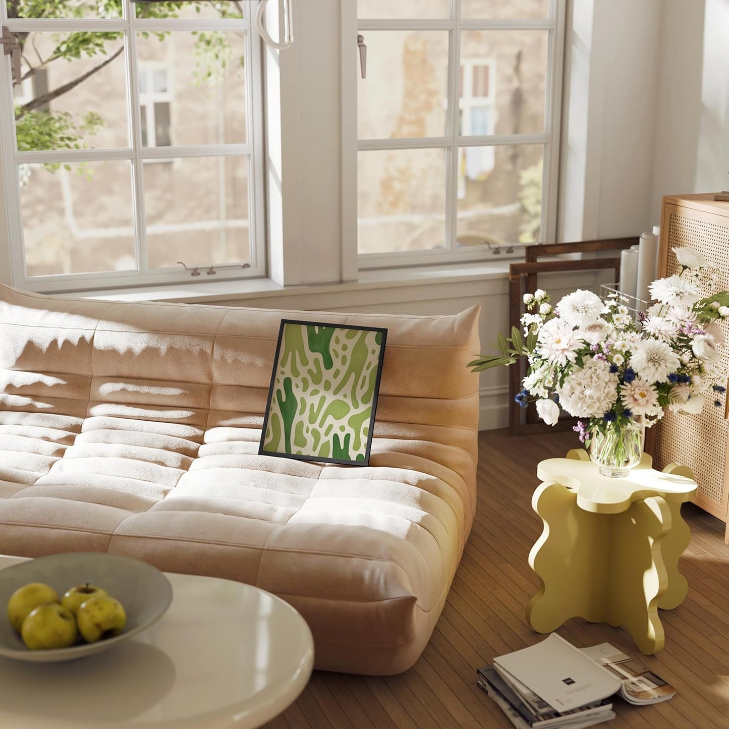 HAUS AND HUES Modern Abstract Wall Art - Blue and Green Living Room Art, Modern Artwork for Walls, Minimalist Picture for Living Room(Green Pattern, Unframed, 11x14)