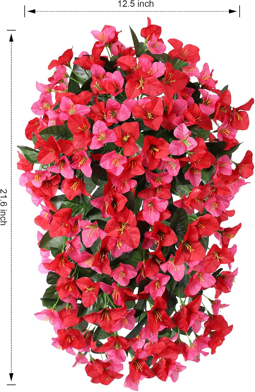 HyeFlora Bougainvillea Artificial Hanging Flowers Plants for Outdoors Decoration, 2pcs Fake Flowers Silk Bougainvillea Vines Realistic UV Resistant Faux Flowers for Outdoor Planters Porch Patio, Mix