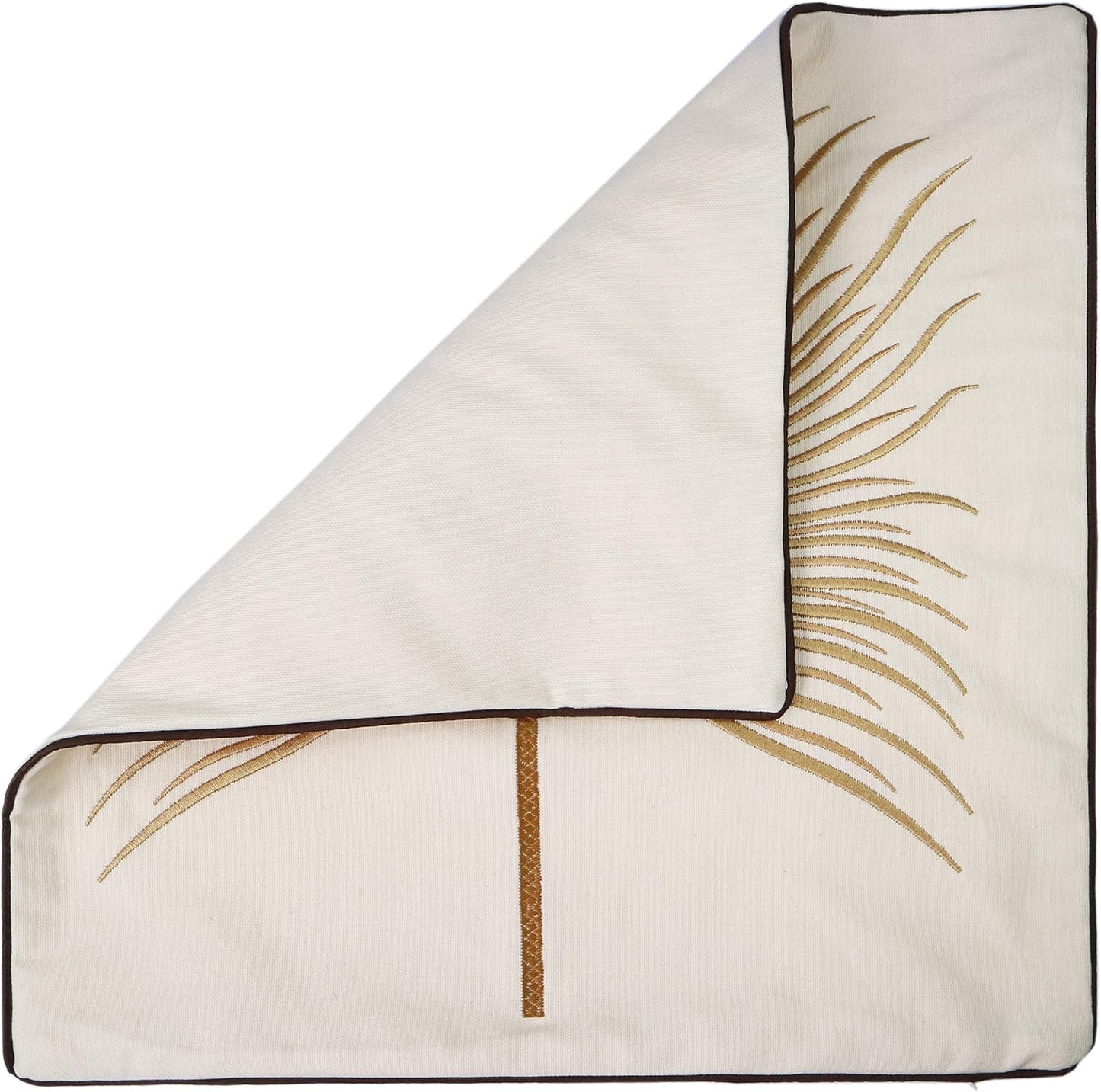 Embroidery Throw Pillow Covers 18x18 Home Decor Fine Thread Dandelion Flower Pillow Cover for Couch Bedroom Chair 100% Cotton Canvas Floral Cushion Cover 45x45cm, Beige Pack of 2