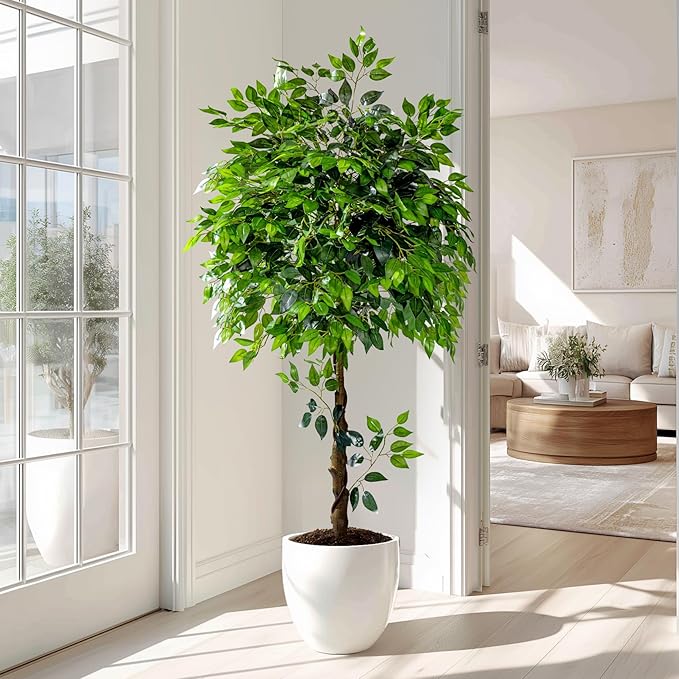 Big Ficus Large Artificial Trees Tall Faux Tree Indoor Outdoor Realistic decoracion Floor Fake plantas for Home Living Room Bedroom Office Porch Outside Patio arboles artificiales para Decor