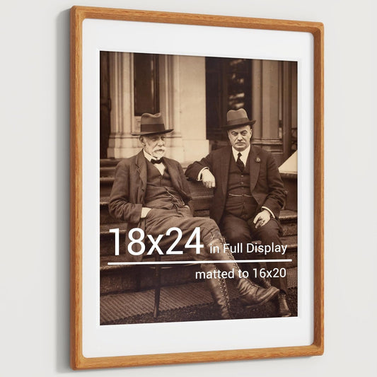 Heimlove 18x24 Picture Frames Natural Teak,Original Wood Hand Make Crafted Poster Frame with Mat to 16x20 Graduation Picture Display,Family Picture,Wedding Picture,Photo,Document Wall Mounted