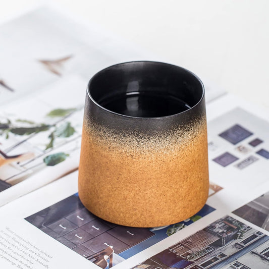 Big handmade Ceramic Coffee Mugs for Men/Women,10oz Tea Cup for Office and Home,Microwave and Dishwasher safe,Gift for Parents,Family and Friends(Burnt yellow)