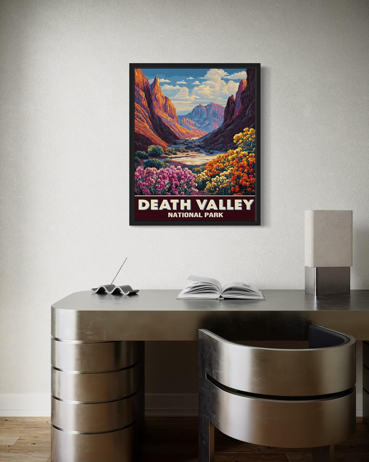Death Valley National Park Art Print Poster, Vintage Retro Pop Art Travel Wall Art Bedroom Bathroom Living Room Decor 185 (Death Valley, 16 x 20 inches, Black Frame)
