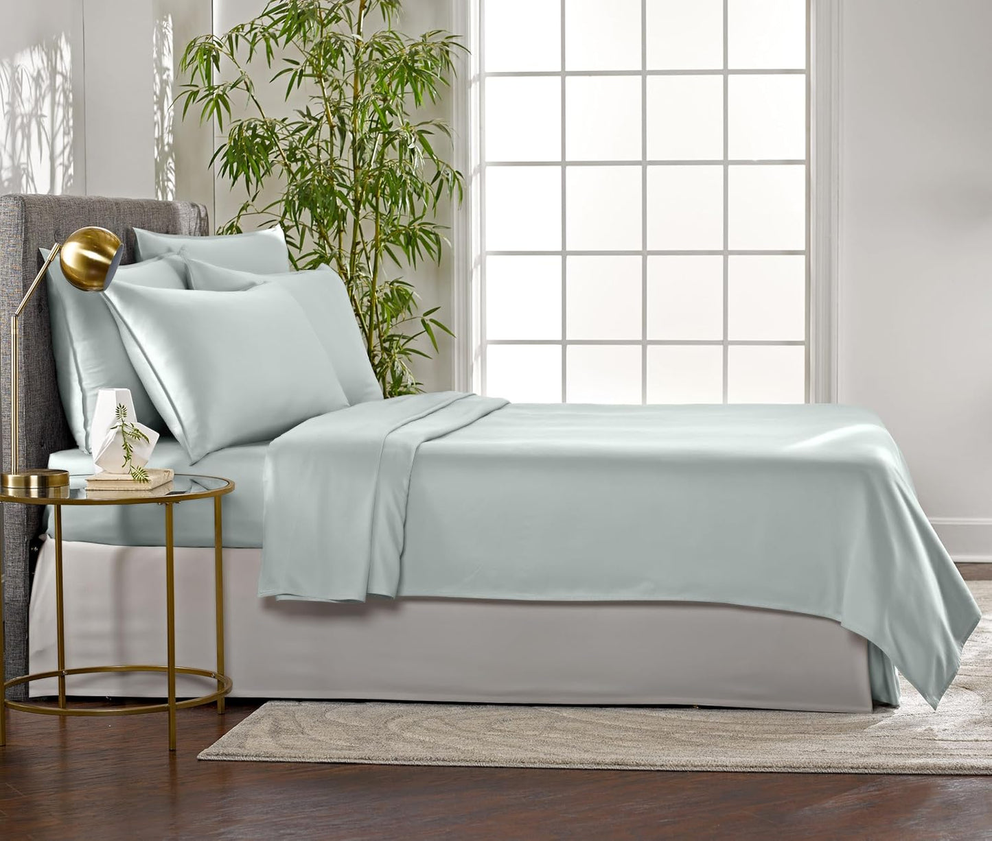 Full Sheets by Pure Bamboo, Genuine 100% Organic Viscose Derived from Bamboo Bed Sheet Set, Luxuriously Soft & Cooling, Double Stitching, Lifetime Quality Promise (Full, Sea Glass)