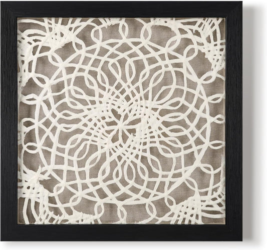 FOLKOR Black and White Framed Wall Art for Living Room, 12" Boho Home Decor Abstract Mandala Artwork, Handmade Rice Paper Shadow Box Art Accent for Housewarming Wedding Gift