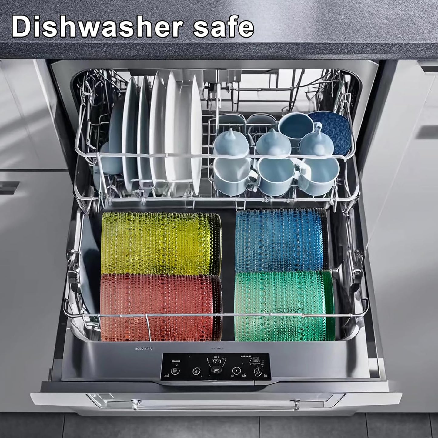 Colored Hobnail Drinking Glasses Set of 6,12oz Vintage Kitchen Glassware,Embossed Beaded Glass Cups,Water Tumbler for Cocktail,Juice and Various Mixed Drinks