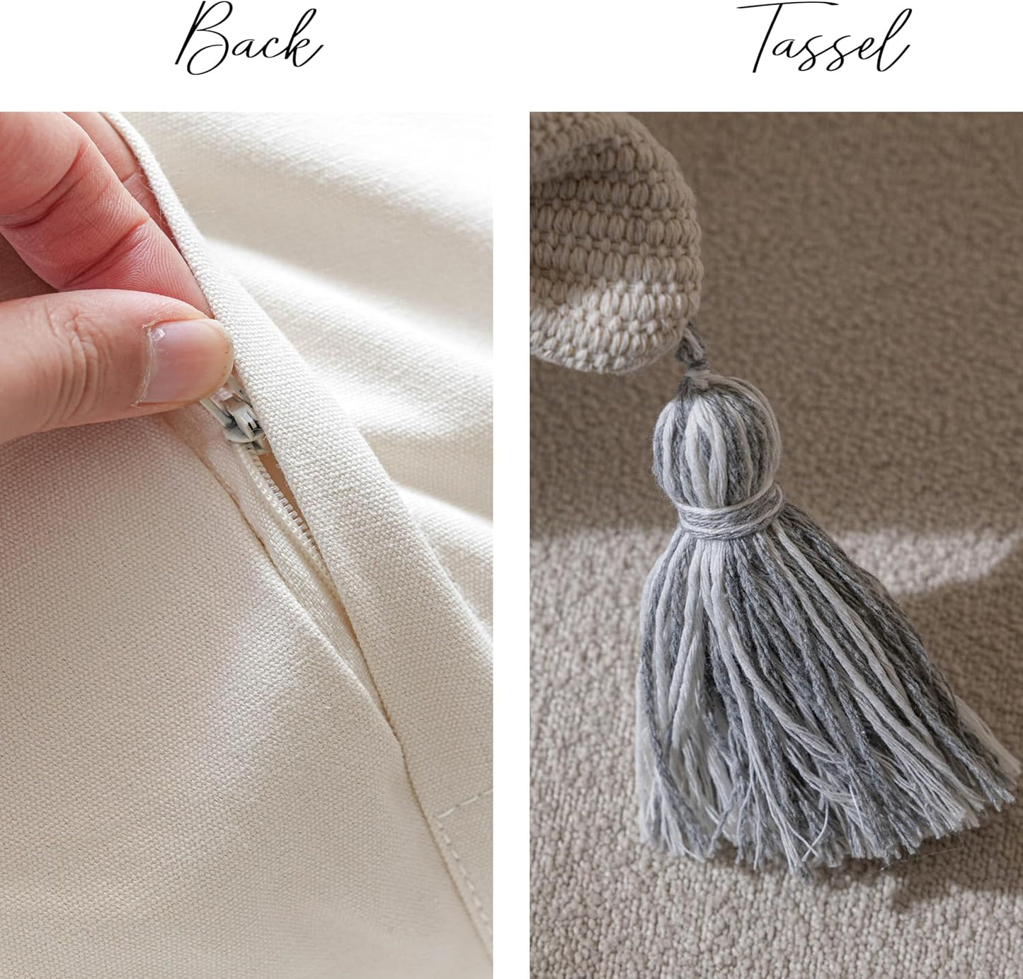 BlissBlush Large Body Pillow Cover for Bed 20x54 Gray Boho Accent Oversized Long Pillowcase for Bedroom Neutral White Decorative Cushion Farmhouse Home Décor (Cover ONLY, Pack of 1)