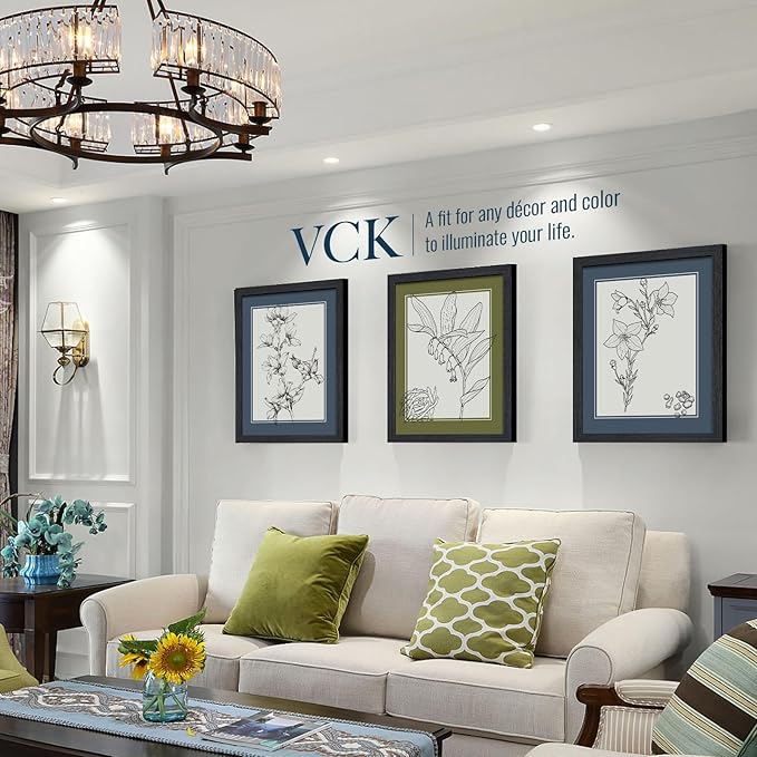 VCK 16x20 Picture Frames for Wall - Black Oak 3 Pack, Natural Wood Grain Solid Wood Poster Frame